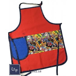 Super Héros Superman Tablier Adulte avec Essuie-mains Couleur Rouge Prêt à Broder TEM-311P