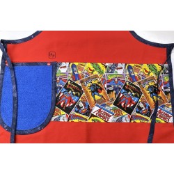 Super Héros Superman Tablier Adulte avec Essuie-mains Couleur Rouge Prêt à Broder TEM-311P