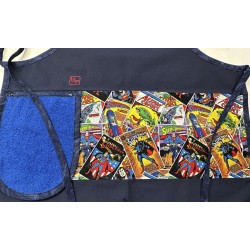 Super Héros Superman Tablier Adulte avec Essuie-mains Couleur Marine Prêt à Broder TEM-324P