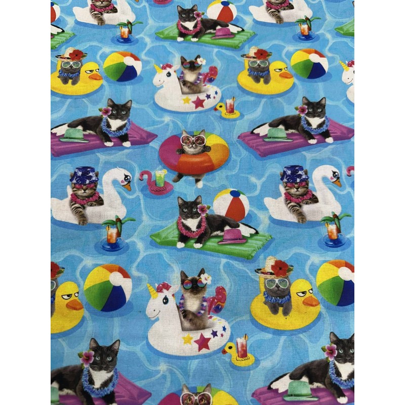 Chat en vacance Tissu TIS-0573