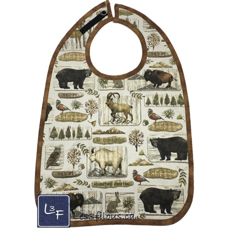 Animaux de la Forêt Bavette Bavoir pour Adulte Format REG BAA-150P