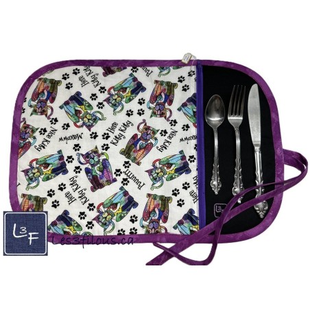 Chats Nice Kitty Napperon avec Pochette Prêt à Broder Personnalisé NAP-414P