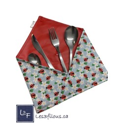 Coccinelles Pochette à Ustensiles Roulable et Réutilisable (Ustensiles inclus) UST-025p