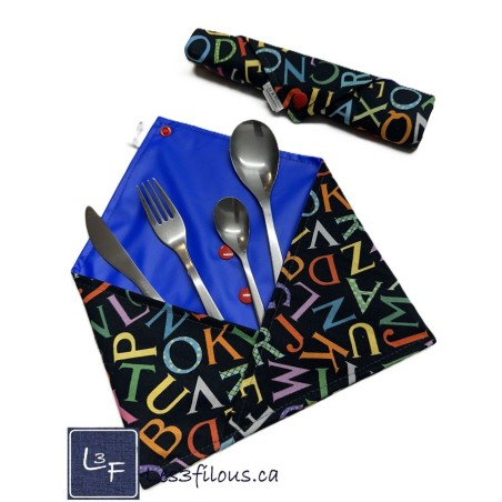 Lettre Ecole Pochette à Ustensiles Roulable et Réutilisable (Ustensiles inclus) UST-027P