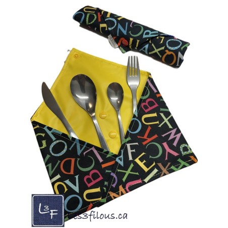 Lettre Ecole Pochette à Ustensiles Roulable et Réutilisable (Ustensiles inclus) UST-026p