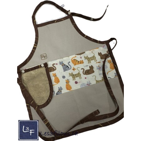 Chats Balles de Laine Tablier Enfant avec essuie-mains Prêt à Broder TEN-282P