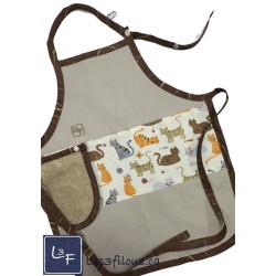 Chats Balles de Laine Tablier Enfant avec essuie-mains Prêt à Broder TEN-282P