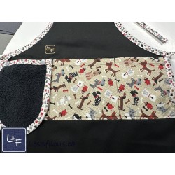 Petits Chiens Tablier Avec Essuie-mains Enfant Couleur Noire prêt à Broder TEN-284P