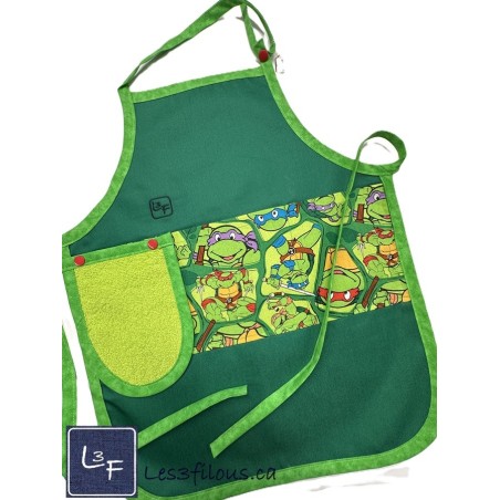 Ninja Turtles Tortues Ninja Super Héros Dessin Animé Tablier Enfant avec Essuie-main Prêt à Broder TEN-291P