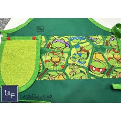 Ninja Turtles Tortues Ninja Super Héros Dessin Animé Tablier Enfant avec Essuie-main Prêt à Broder TEN-291P