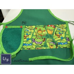 Ninja Turtles Tortues Ninja Super Héros Dessin Animé Tablier Enfant avec Essuie-main Prêt à Broder TEN-292P