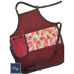 Melon d'eau Tablier Enfant avec essuie-mains Bourgogne Prêt à Broder TEN-312P