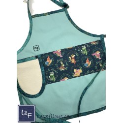 Animaux de la Foret en Hiver Renard Raton Laveur Ecureuil Tablier Enfant avec Essuie-mains Prêt à Broder TEN-311P