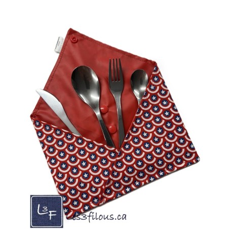 Super Héros Marvel Cartoon Pochette à Ustensiles Roulable et Réutilisable (Ustensiles inclus)