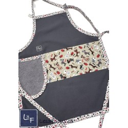 Petits Chiens Tablier Avec Essuie-mains Enfant Couleur Gris prêt à Broder TEN-314P