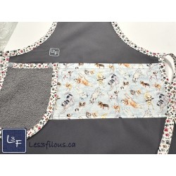 Petits Chiens Tablier Avec Essuie-mains Enfant Couleur Gris prêt à Broder TEN-315P