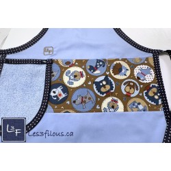 Médaillon Chiens Tablier Avec Essuie-mains Enfant Couleur Bleu prêt à Broder TEN-321P