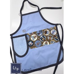 Médaillon Chiens Tablier Avec Essuie-mains Enfant Couleur Bleu prêt à Broder TEN-321P