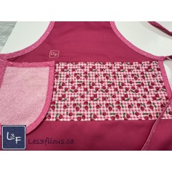 Cerises Cherry Tablier Enfant avec essuie-mains Couleur Fushia Prêt à Broder TEN-326P