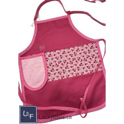 Cerises Cherry Tablier Enfant avec essuie-mains Couleur Fushia Prêt à Broder TEN-326P