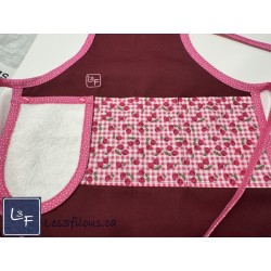 Cerises Cherry Tablier Enfant avec essuie-mains CouleurBourgogne Prêt à Broder TEN-328P