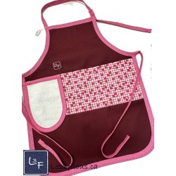 Cerises Cherry Tablier Enfant avec essuie-mains CouleurBourgogne Prêt à Broder TEN-328P