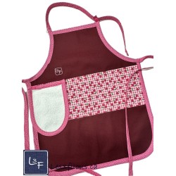 Cerises Cherry Tablier Enfant avec essuie-mains CouleurBourgogne Prêt à Broder TEN-331P