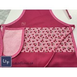 Cerises Cherry Tablier Enfant avec essuie-mains Couleur Fushia Prêt à Broder TEN-330P