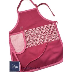 Cerises Cherry Tablier Enfant avec essuie-mains Couleur Fushia Prêt à Broder TEN-330P