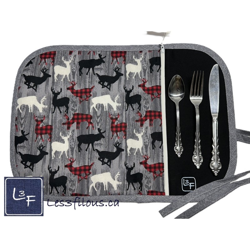 Chevreuil Napperon avec Pochette Personnalisé Prêt à Broder NAP-417P