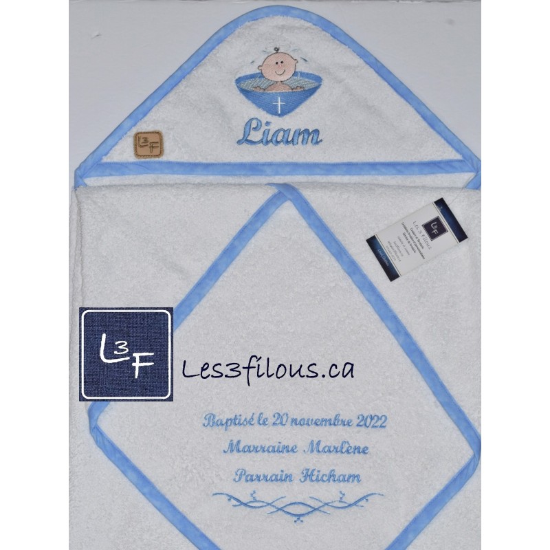 Baptême Religion Serviette Capuchon Brodée et Personnalisée EVE-012