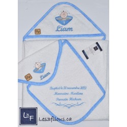 Baptême Religion Serviette Capuchon Brodée et Personnalisée EVE-012