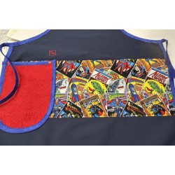 Super Héros Superman Tablier Adulte avec Essuie-mains Couleur Marine Prêt à Broder TEM-352P