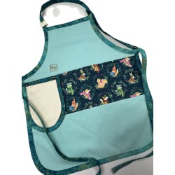 Animaux de la Foret en Hiver Renard Raton Laveur Ecureuil Tablier Enfant avec Essuie-mains Prêt à Broder TEN-334P