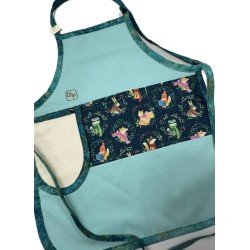 Animaux de la Foret en Hiver Renard Raton Laveur Ecureuil Tablier Enfant avec Essuie-mains Prêt à Broder TEN-334P