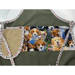 Chiens Tablier Avec Essuie-mains Enfant Couleur Kaki prêt à Broder TEN-338P