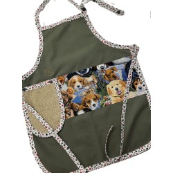 Chiens Tablier Avec Essuie-mains Enfant Couleur Kaki prêt à Broder TEN-338P