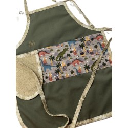 Dinosaures Préhistoire Tablier Enfant avec Essuie-mains Prêt à Broder TEN-340P