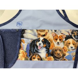 Chiens Tablier Avec Essuie-mains Enfant Couleur Bleu prêt à Broder TEN-344P