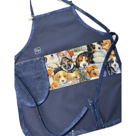 Chiens Tablier Avec Essuie-mains Enfant Couleur Marine prêt à Broder TEN-346P