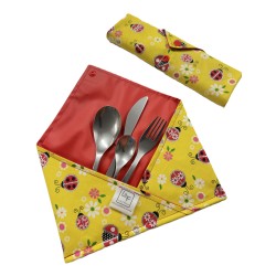 Coccinelle Ladybug avec paillettes Argent et marguerite Tissu TIS-0732*