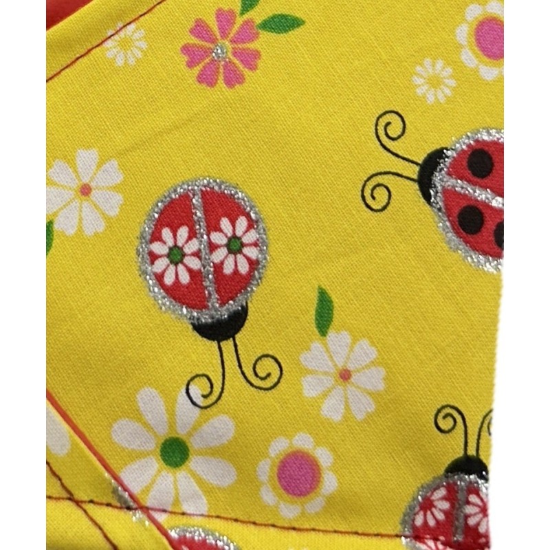 Coccinelle Ladybug avec paillettes Argent et marguerite Tissu TIS-0732*