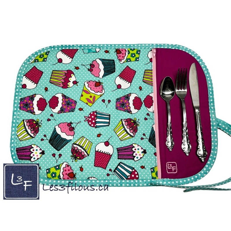 Cupcake Gateau Napperon avec Pochette Prêt à Broder NAP-265P