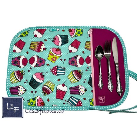 Cupcake Gateau Napperon avec Pochette Prêt à Broder NAP-265P