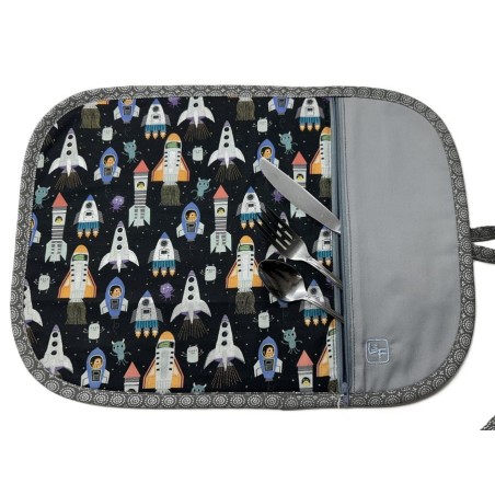 Fusée Navette Spatiale Napperon avec Pochette Personnalisé Prêt à Broder NAP-428P