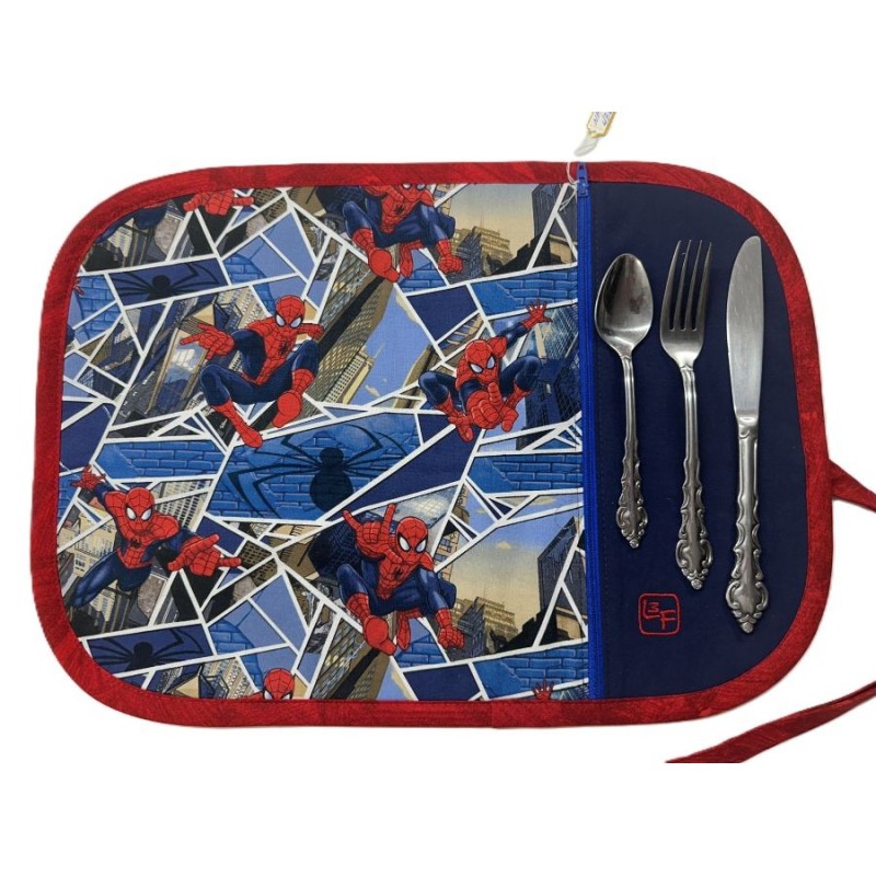 Super Héros Spiderman Napperon Avec Pochette Prêt à Broder NAP-436P