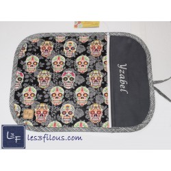 Tête de Mort Skull Squelette Napperon avec Pochette Prêt à Broder NAP-433P