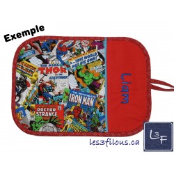 Super Héros Marvel Spiderman Hulk Captain America Napperon avec Pochette Prêt à Broder  NAP-421P