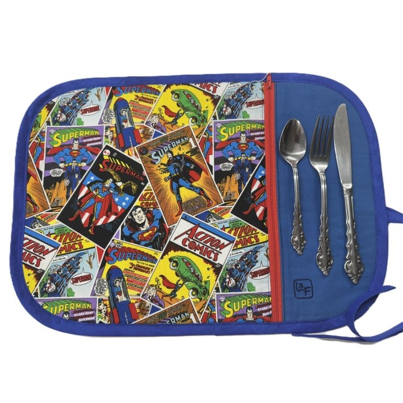 Super Héros Marvel Spiderman Hulk Captain America Napperon avec Pochette Prêt à Broder  NAP-421P