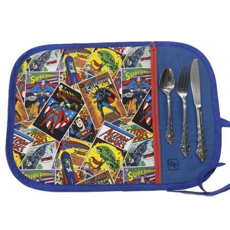 Super Héros Marvel Spiderman Hulk Captain America Napperon avec Pochette Prêt à Broder  NAP-421P